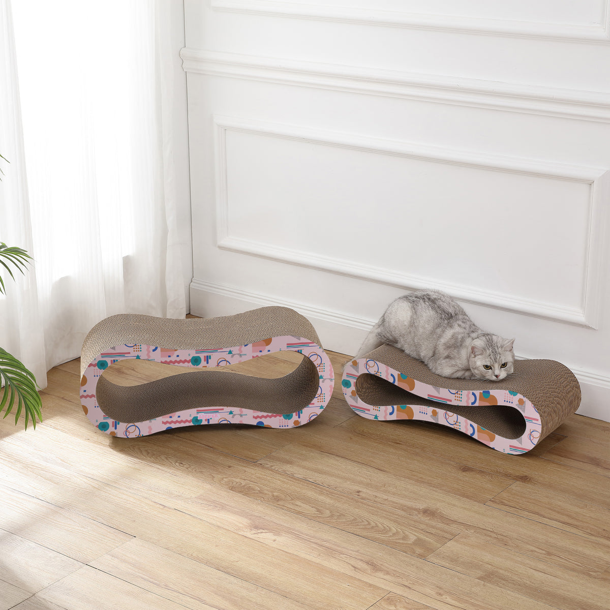 Surbhi 26" Modern Cardboard Infinity 2-in-1 Lounge Bed Cat Scratcher with Catnip