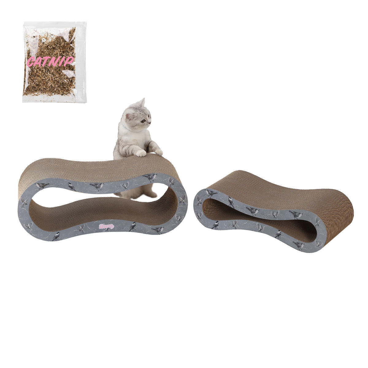 Surbhi 26" Modern Cardboard Infinity 2-in-1 Lounge Bed Cat Scratcher with Catnip