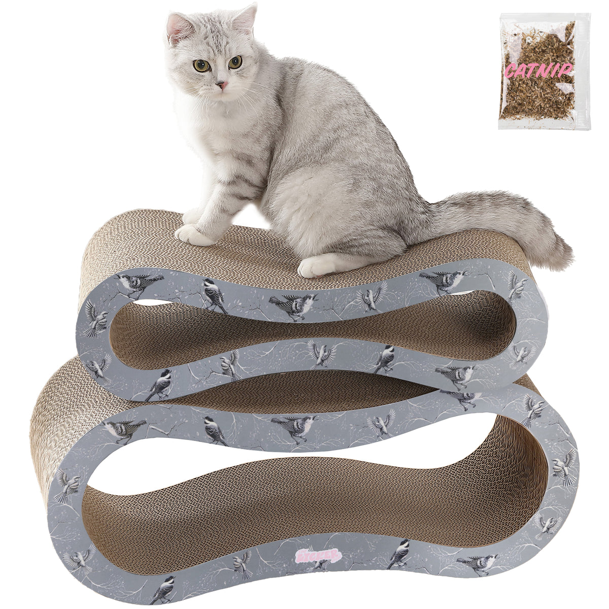 Surbhi 26" Modern Cardboard Infinity 2-in-1 Lounge Bed Cat Scratcher with Catnip