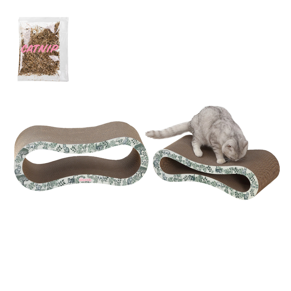 Surbhi 26" Modern Cardboard Infinity 2-in-1 Lounge Bed Cat Scratcher with Catnip