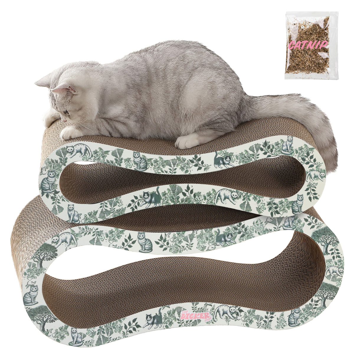 Surbhi 26" Modern Cardboard Infinity 2-in-1 Lounge Bed Cat Scratcher with Catnip