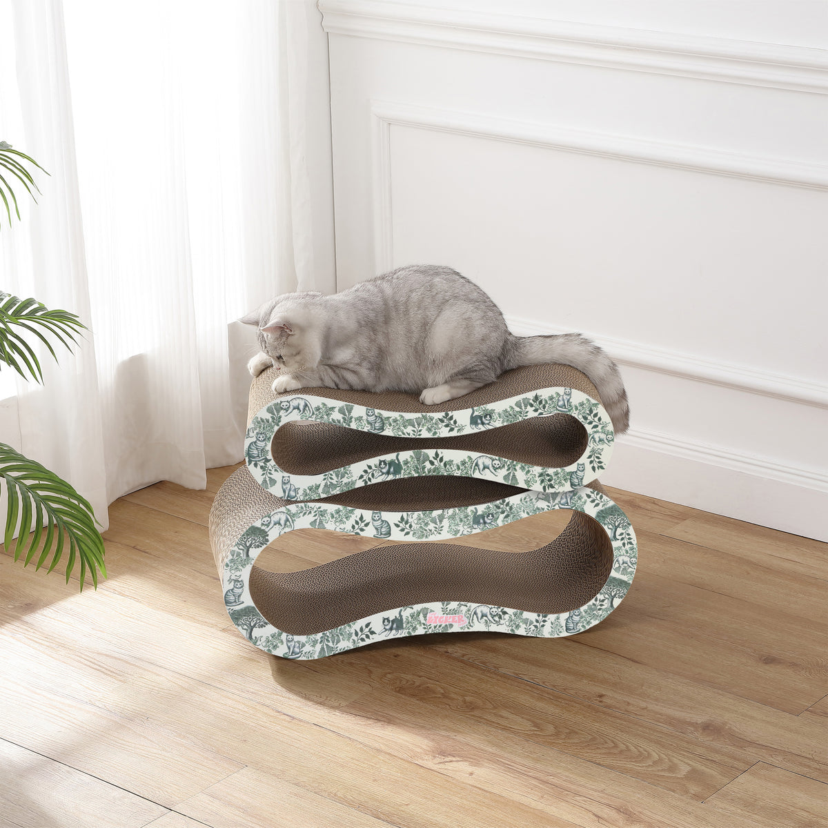 Surbhi 26" Modern Cardboard Infinity 2-in-1 Lounge Bed Cat Scratcher with Catnip