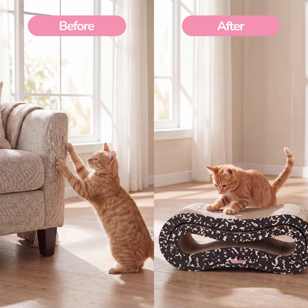 Surbhi 26" Modern Cardboard Infinity 2-in-1 Lounge Bed Cat Scratcher with Catnip