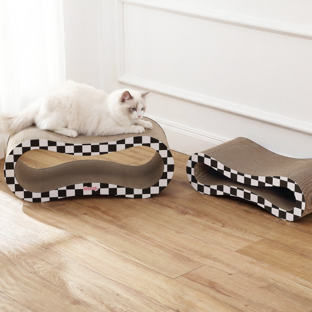 Surbhi 26" Modern Cardboard Infinity 2-in-1 Lounge Bed Cat Scratcher with Catnip