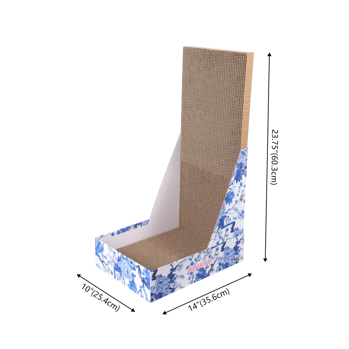 Pawzy 23.8" Modern L Shaped Vertical Cardboard Cat Scratcher Stand with Catnip