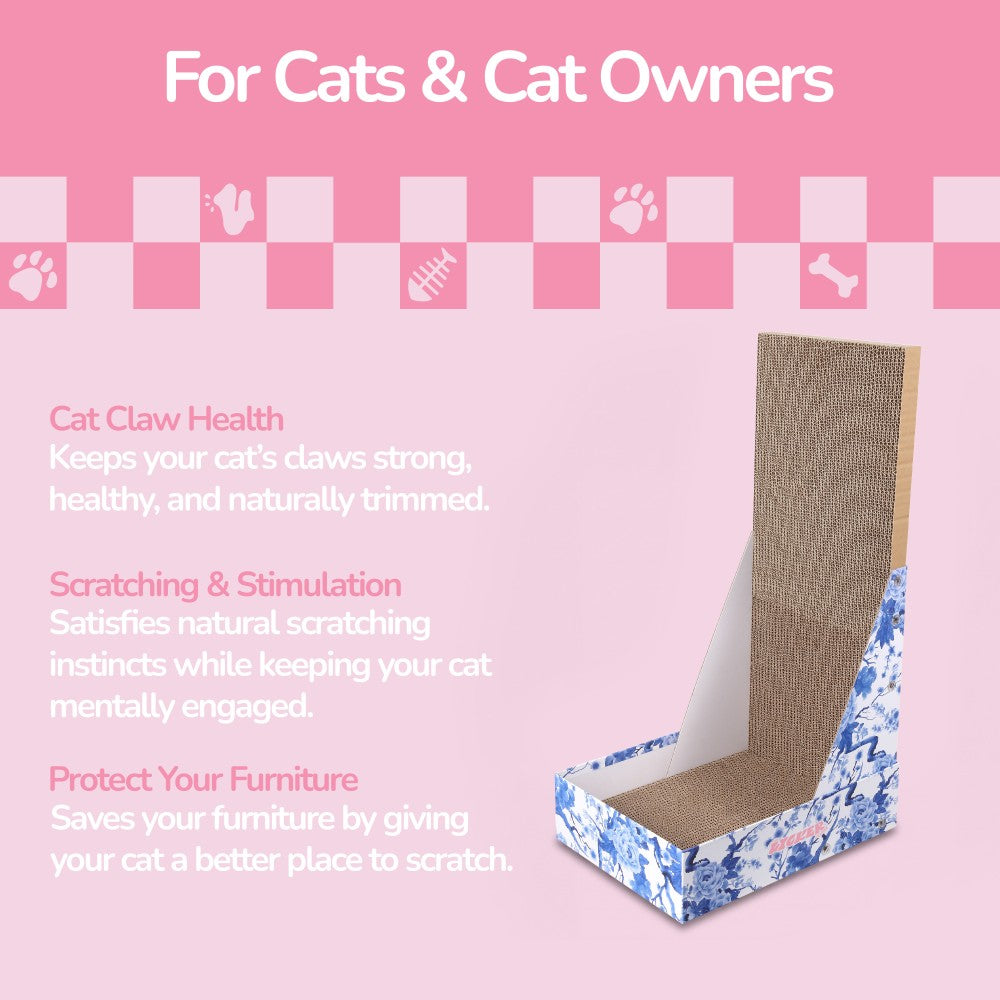 Pawzy 23.8" Modern L Shaped Vertical Cardboard Cat Scratcher Stand with Catnip