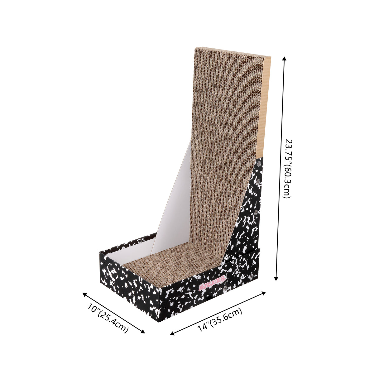 Pawzy 23.8" Modern L Shaped Vertical Cardboard Cat Scratcher Stand with Catnip