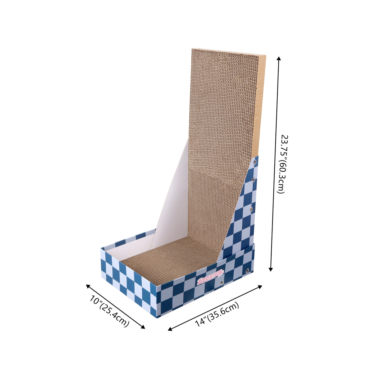 Pawzy 23.8" Modern L Shaped Vertical Cardboard Cat Scratcher Stand with Catnip