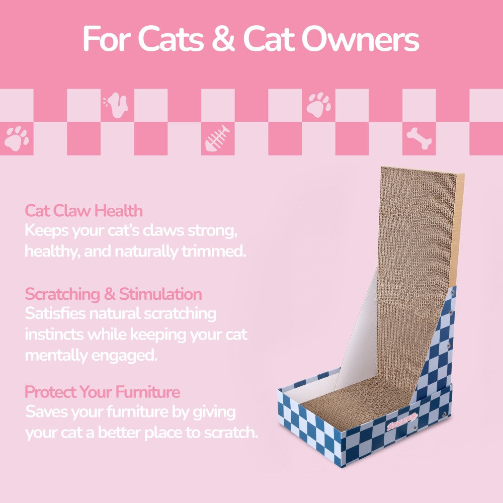 Pawzy 23.8" Modern L Shaped Vertical Cardboard Cat Scratcher Stand with Catnip