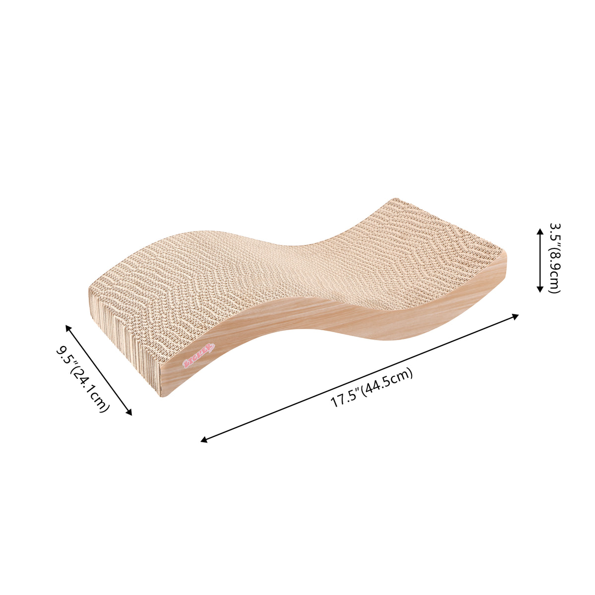 Furli 17.5" Modern Wave Shaped Reversible Cardboard Lounge Cat Scratcher with Catnip