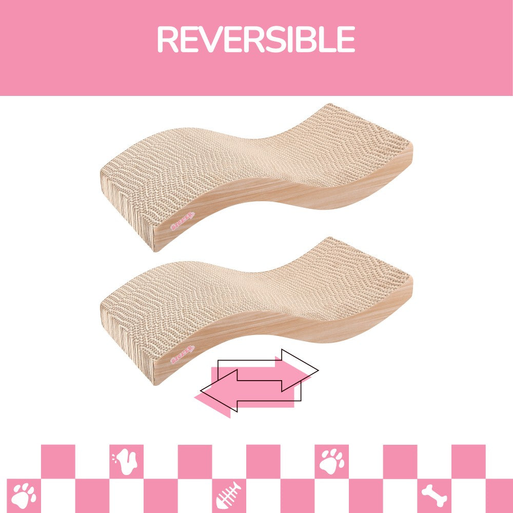 Furli 17.5" Modern Wave Shaped Reversible Cardboard Lounge Cat Scratcher with Catnip