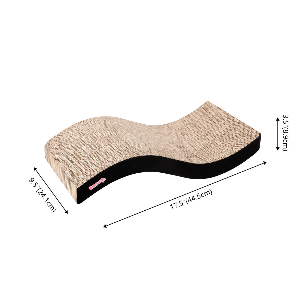 Furli 17.5" Modern Wave Shaped Reversible Cardboard Lounge Cat Scratcher with Catnip