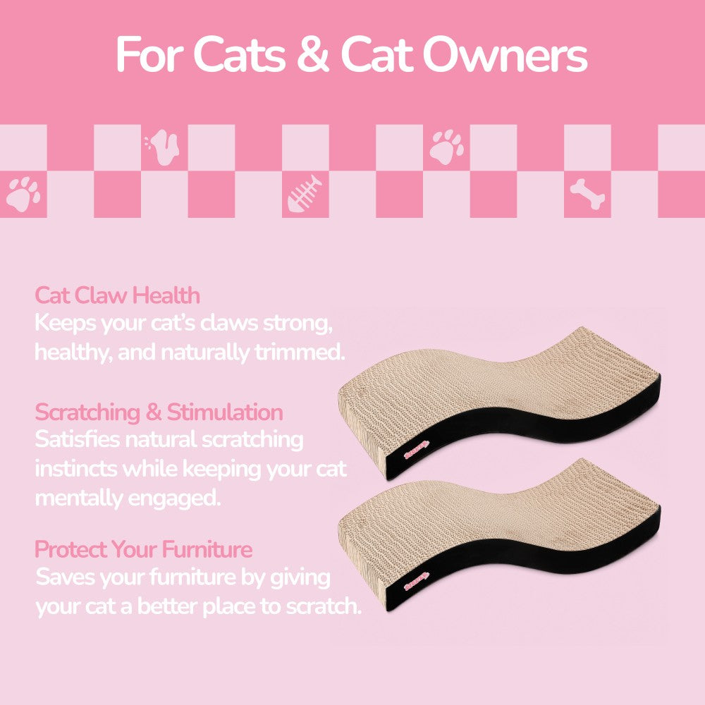 Furli 17.5" Modern Wave Shaped Reversible Cardboard Lounge Cat Scratcher with Catnip