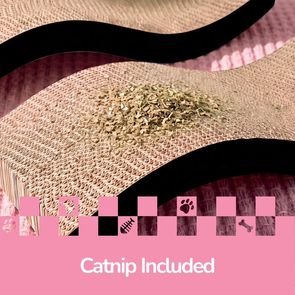 Furli 17.5" Modern Wave Shaped Reversible Cardboard Lounge Cat Scratcher with Catnip