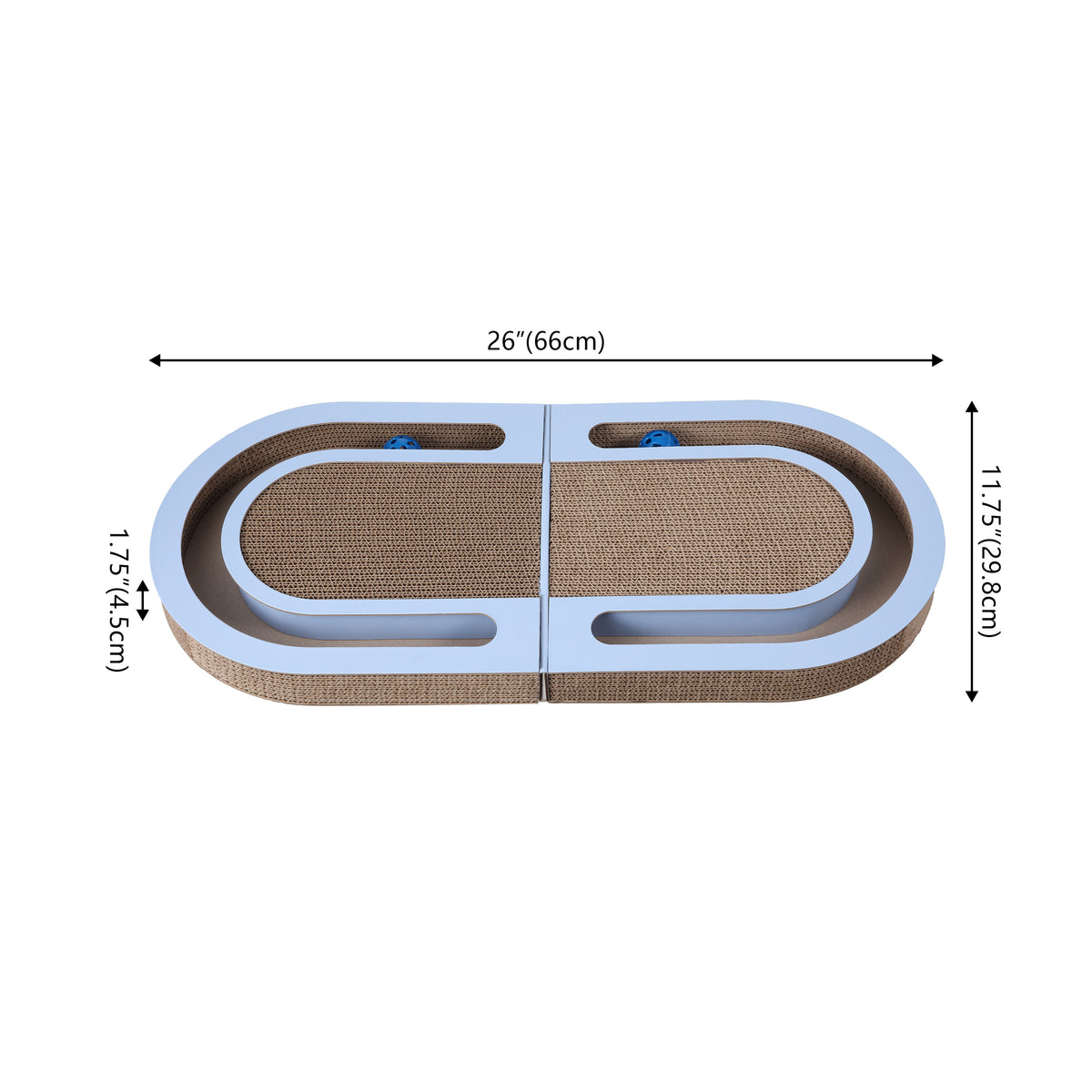 Furrio 26” Foldable Double Sided Interactive Cardboard Cat Scratcher Lounge Pad with Ball and Catnip