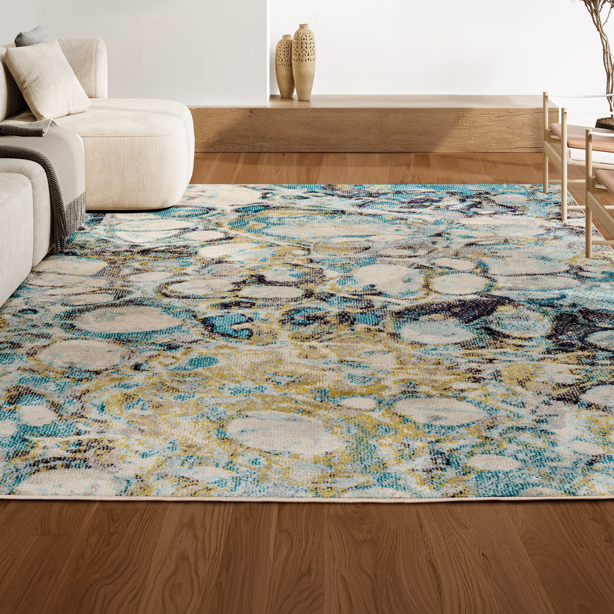 Cygnus Pebble Marbled Abstract Area Rug