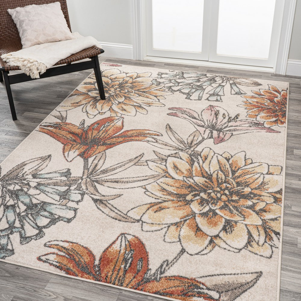 Ramiro modern Botanical Flower Area Rug