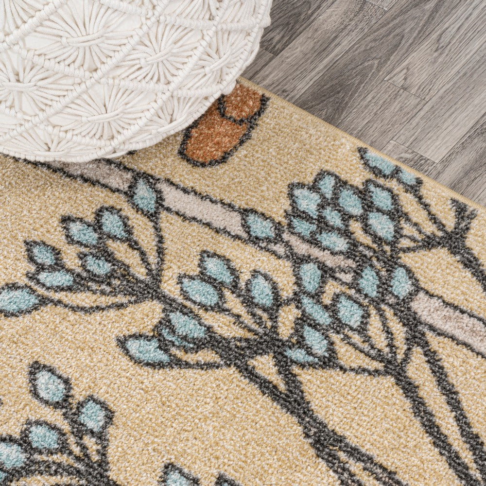 Doz Modern Botanical Wildflower Area Rug