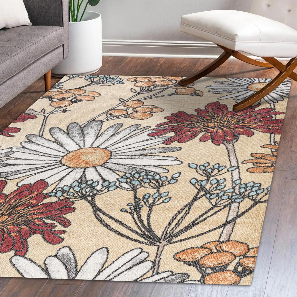 Doz Modern Botanical Wildflower Area Rug