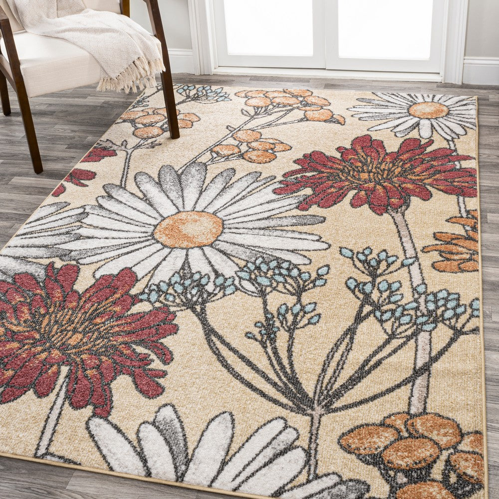 Doz Modern Botanical Wildflower Area Rug