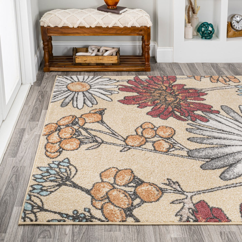 Doz Modern Botanical Wildflower Area Rug