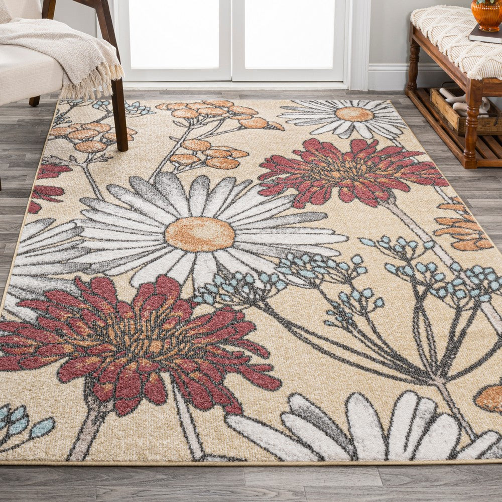 Doz Modern Botanical Wildflower Area Rug