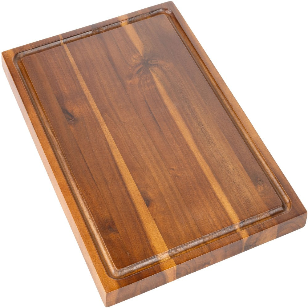 Nuvora Handcrafted Acacia Wood Grain Thick Reversible Cutting Board with Juice Grooves