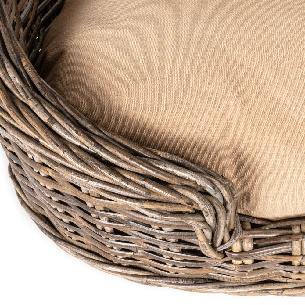 Curvy Rattan Pet Bed with Machine-Washable Cushion