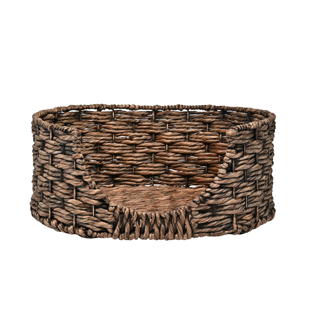 Nath 24" x 18" Classic Farmhouse Handwoven Hyacinth Oval Pet Bed with Machine-Washable Cushion