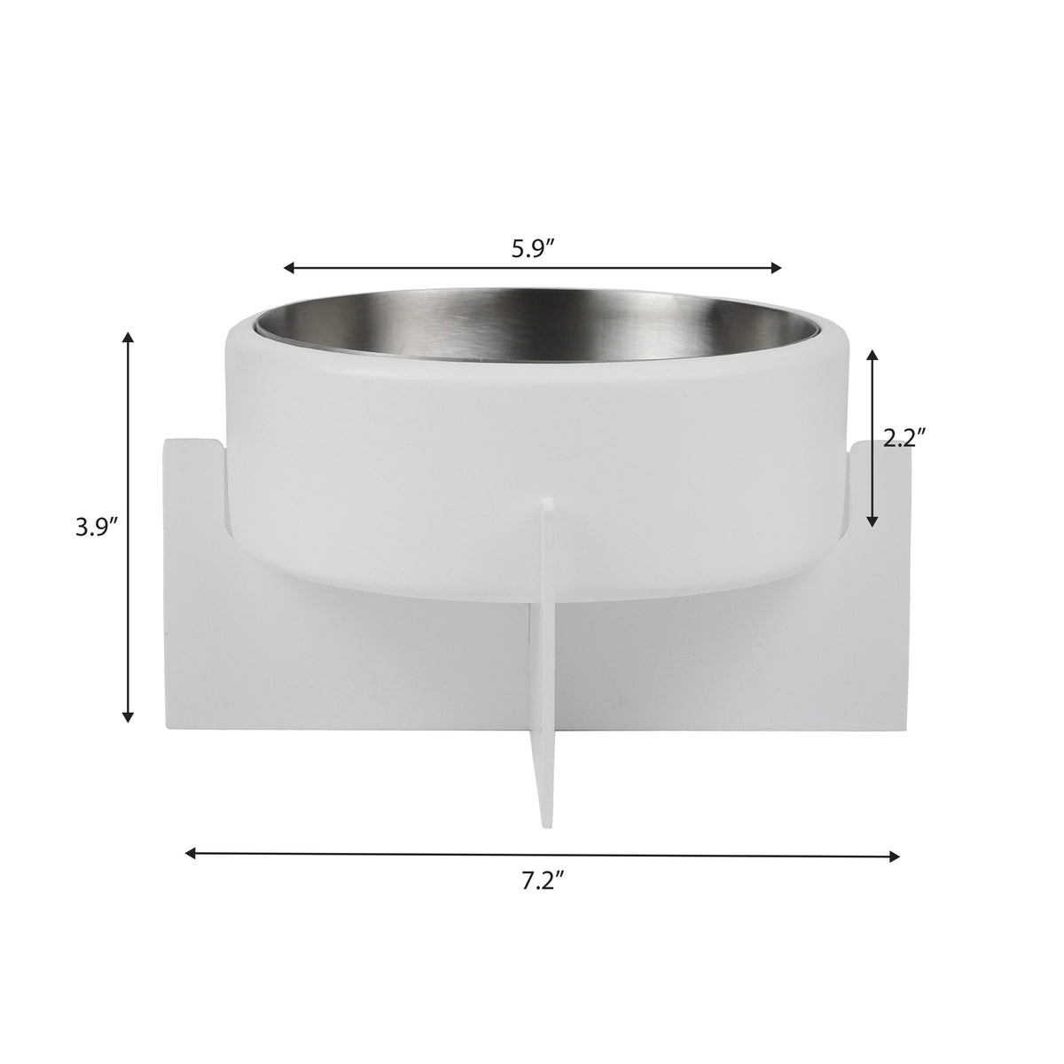 LeafLick Small/Medium Concrete and Stainless Steel Bowl 16oz (2 Cups) with Metal Stand Pet Feeder