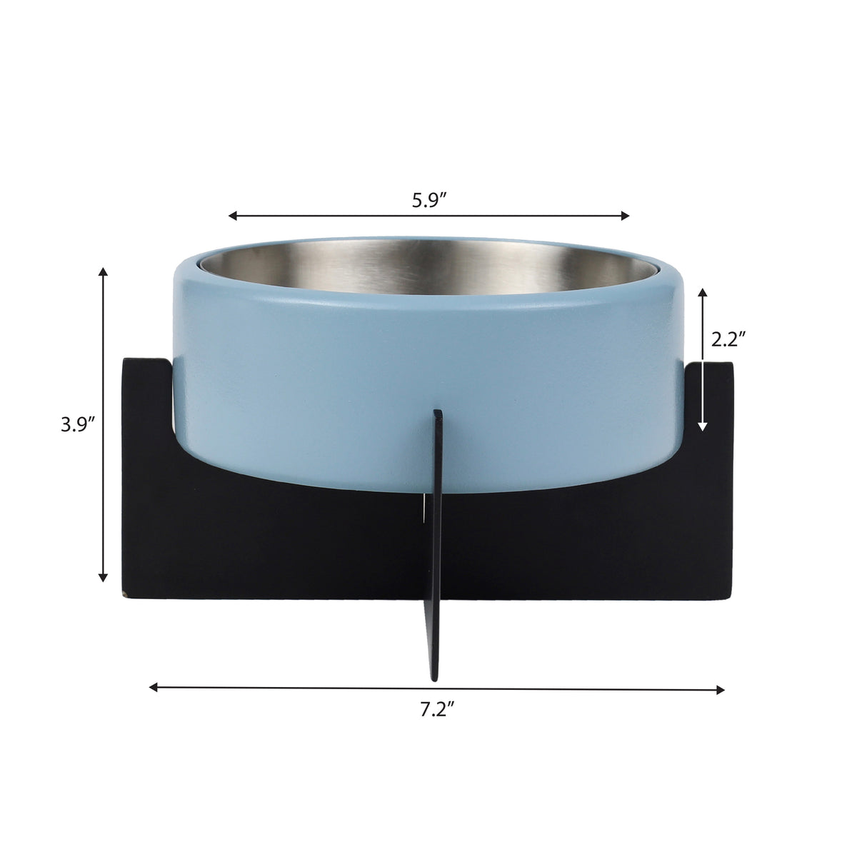 LeafLick Small/Medium Concrete and Stainless Steel Bowl 16oz (2 Cups) with Metal Stand Pet Feeder