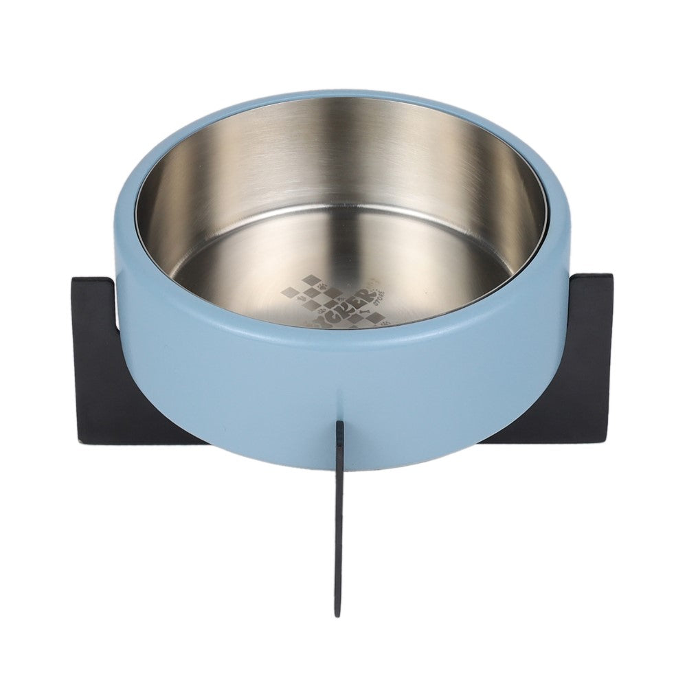 LeafLick Small/Medium Concrete and Stainless Steel Bowl 16oz (2 Cups) with Metal Stand Pet Feeder