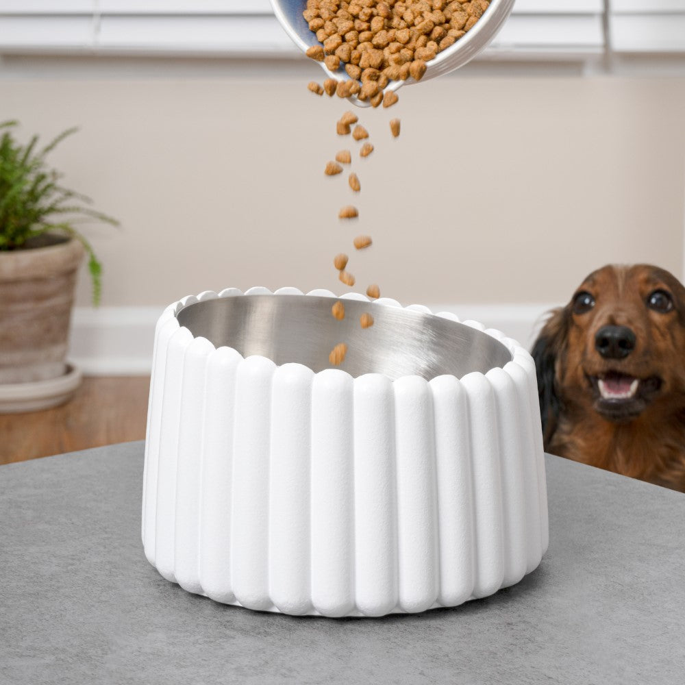 RiverTail Ridge Small/Medium Slanted Concrete and Stainless Steel Bowl 16oz (2 Cups) Pet Feeder