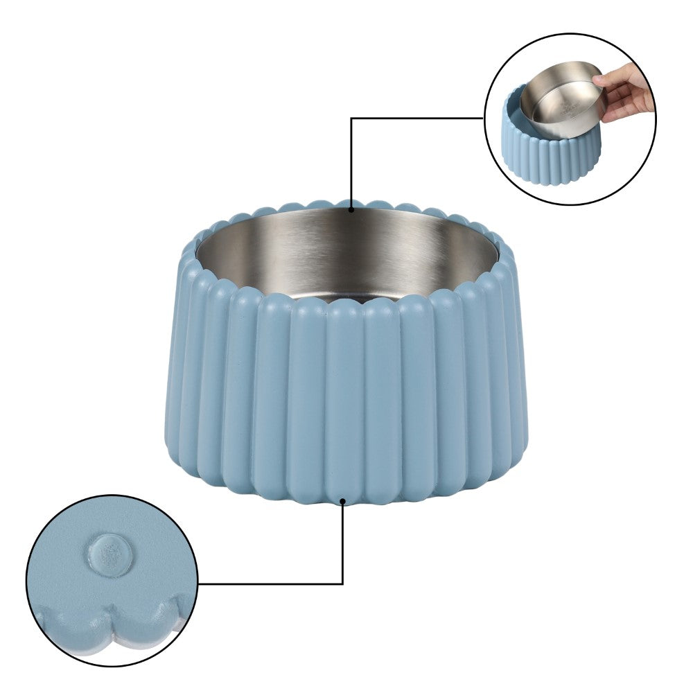 RiverTail Ridge Small/Medium Slanted Concrete and Stainless Steel Bowl 16oz (2 Cups) Pet Feeder
