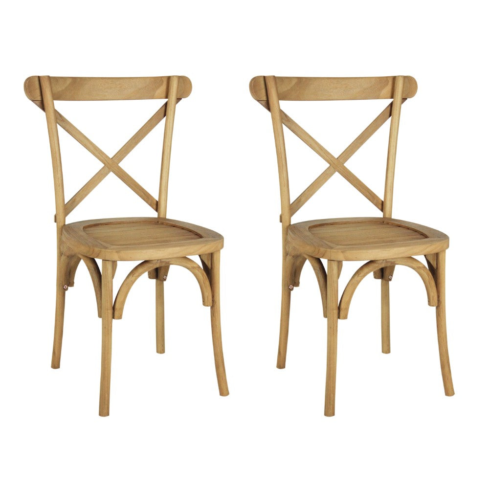Ricky Classic Traditional X-Back Wood Outdoor Dining Chair Set 2