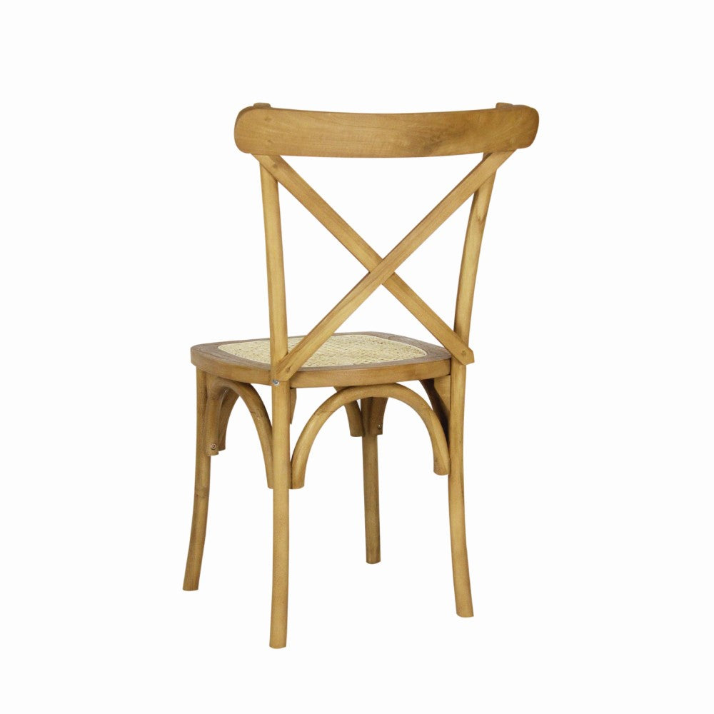 Seeta Classic Traditional X-Back Wood Rattan Dining Chair Set 2