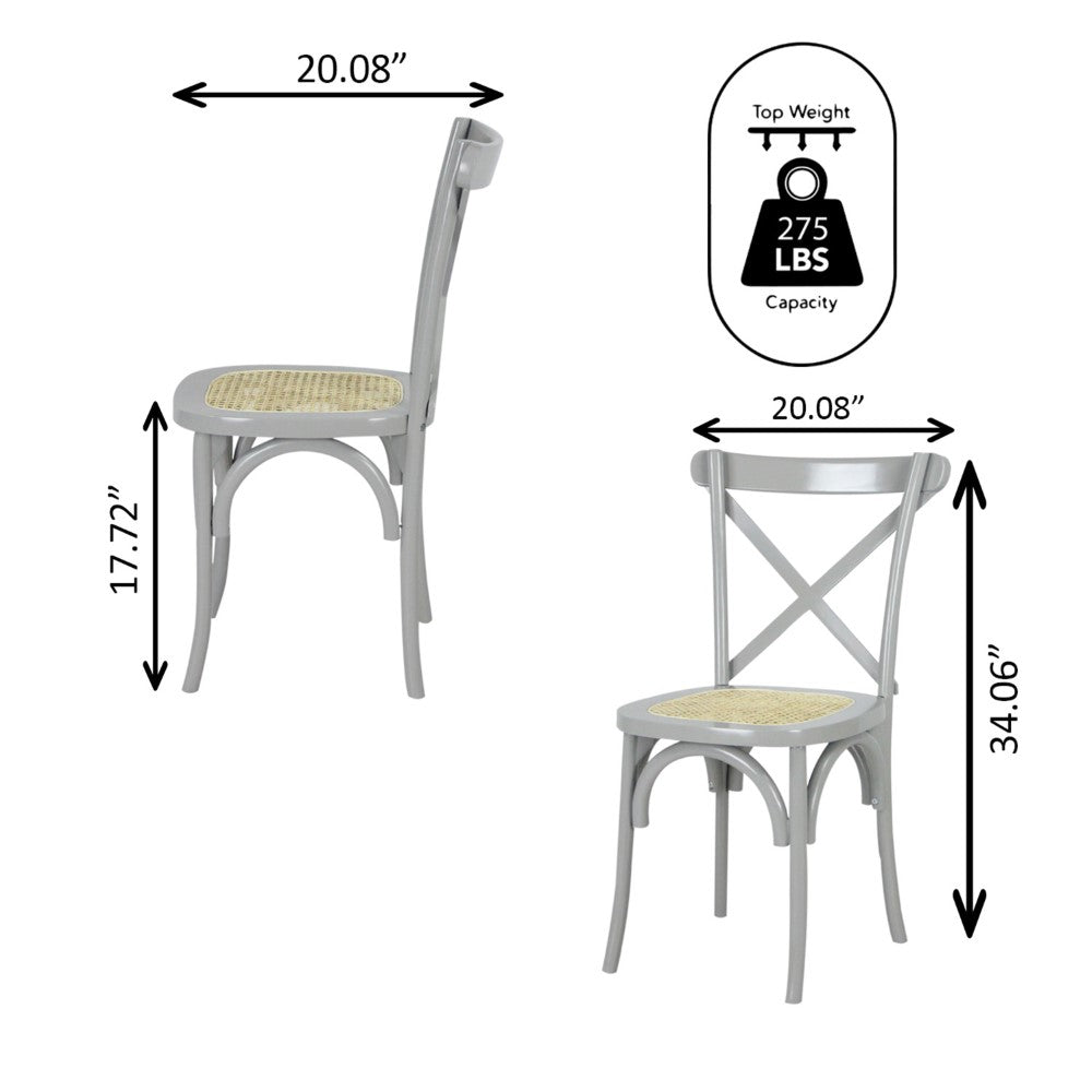 Seeta Classic Traditional X-Back Wood Rattan Dining Chair Set 2
