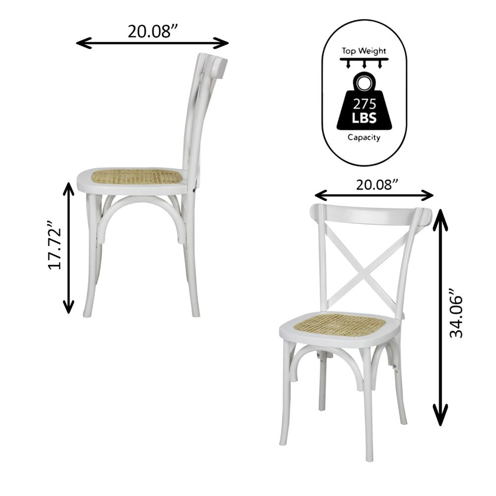 Seeta Classic Traditional X-Back Wood Rattan Dining Chair Set 2