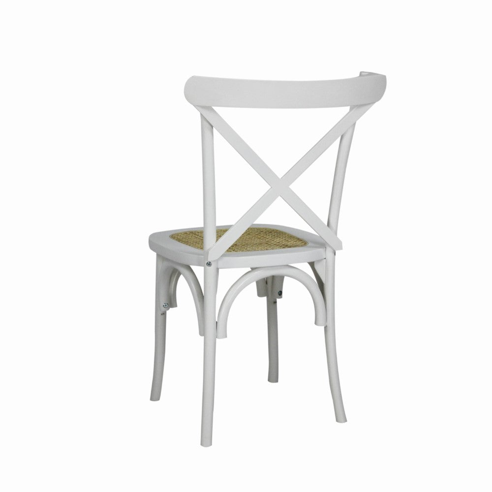 Seeta Classic Traditional X-Back Wood Rattan Dining Chair Set 2