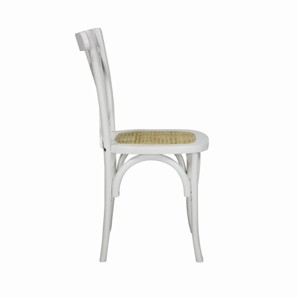 Seeta Classic Traditional X-Back Wood Rattan Dining Chair Set 2