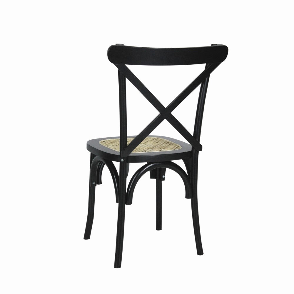 Seeta Classic Traditional X-Back Wood Rattan Dining Chair Set 2