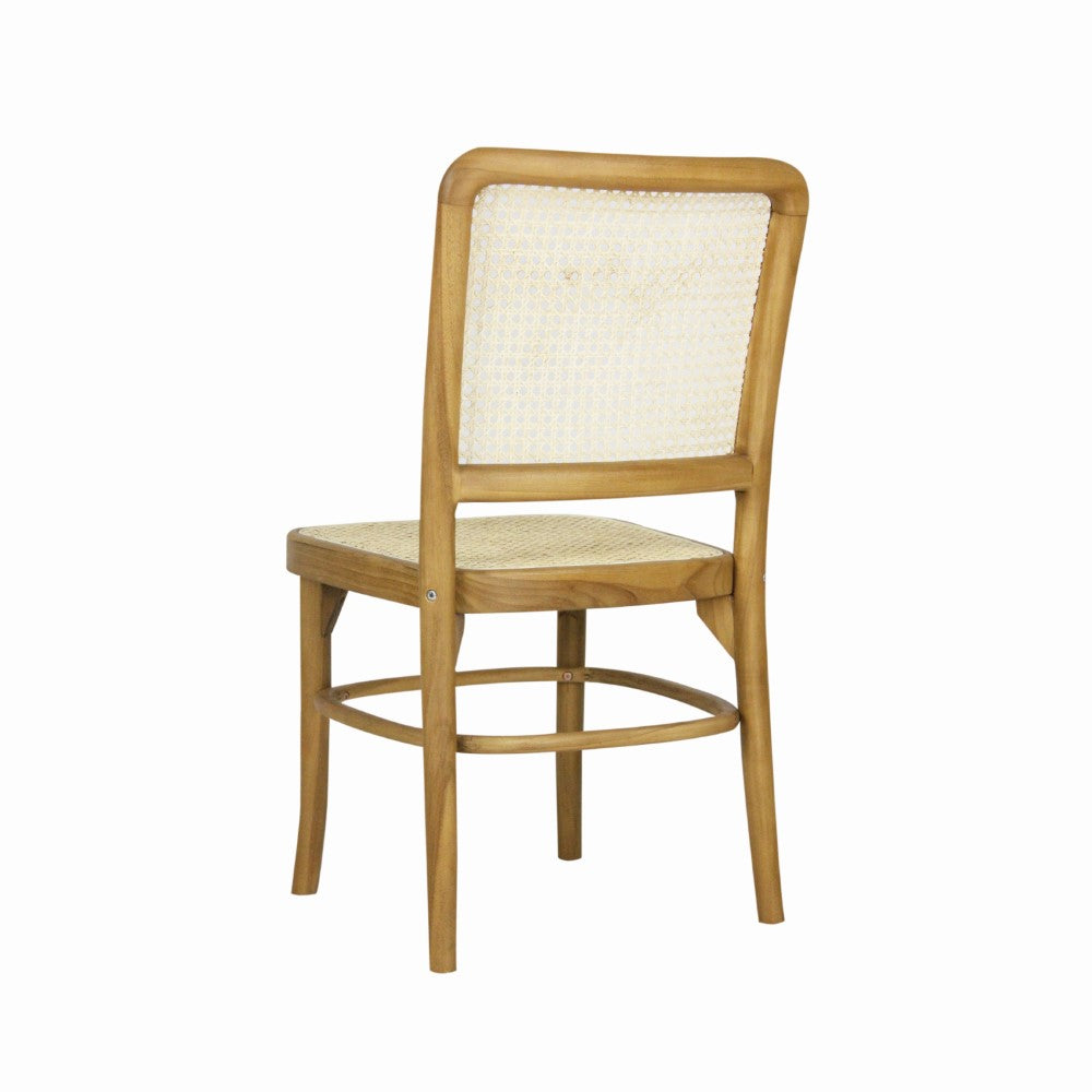 Stunning Mid-Century Vintage Wood Rattan Dining Chair Set 2