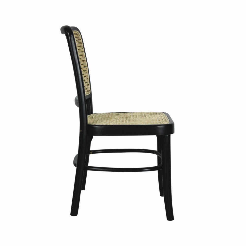 Stunning Mid-Century Vintage Wood Rattan Dining Chair Set 2