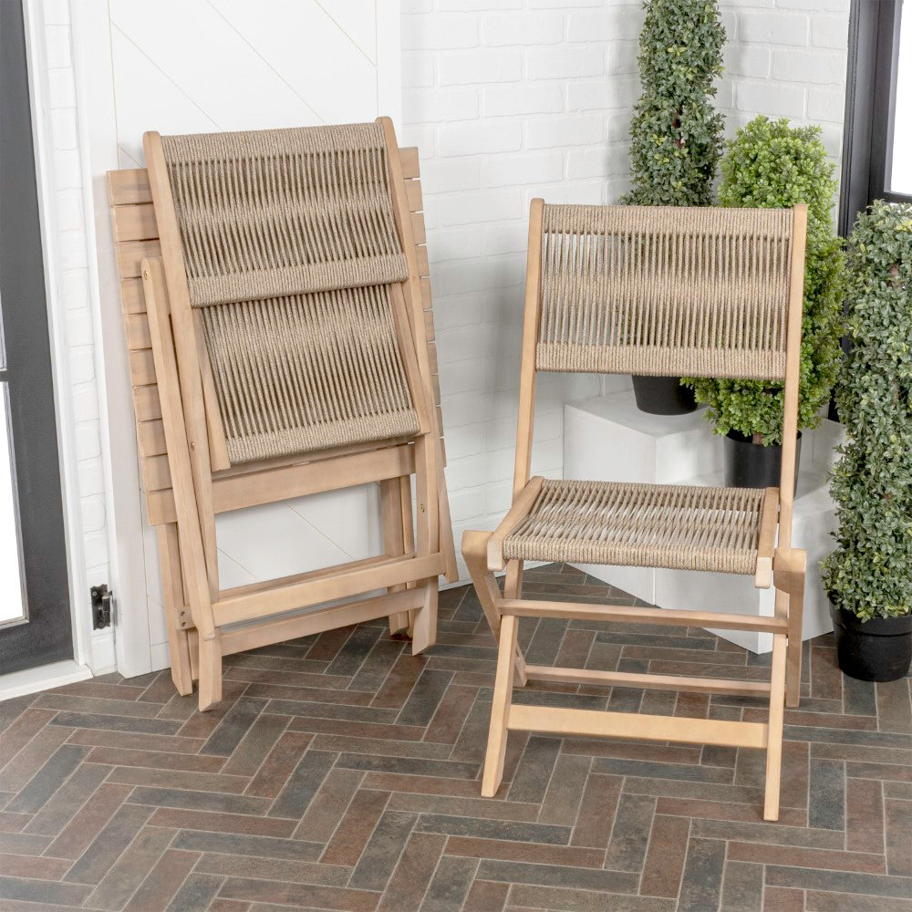 Nancy Modern Coastal 3-Piece Acacia Wood Outdoor Folding Bistro Set