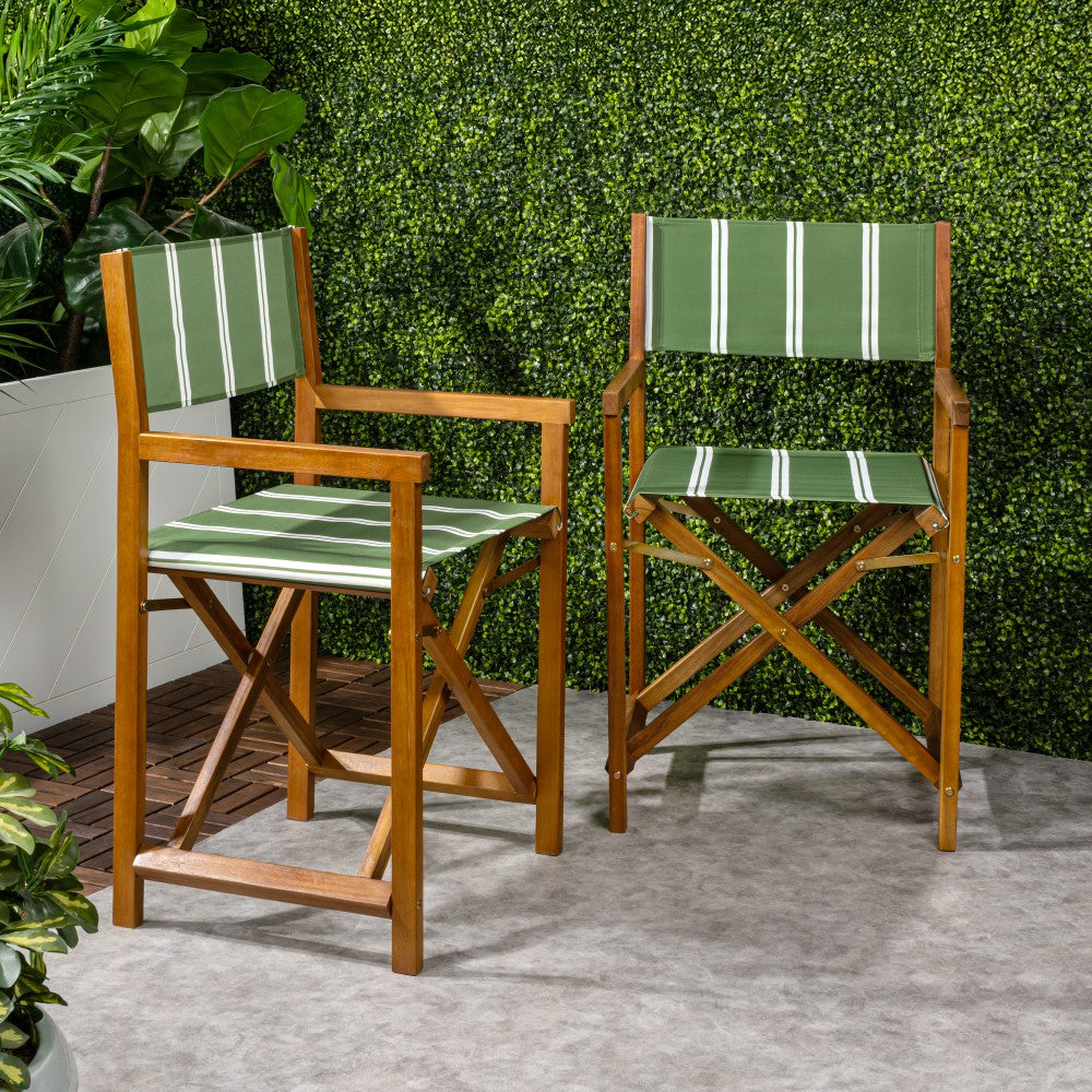 Naterra Classic Vintage Outdoor Acacia Wood Folding Director Chair with Canvas Seat