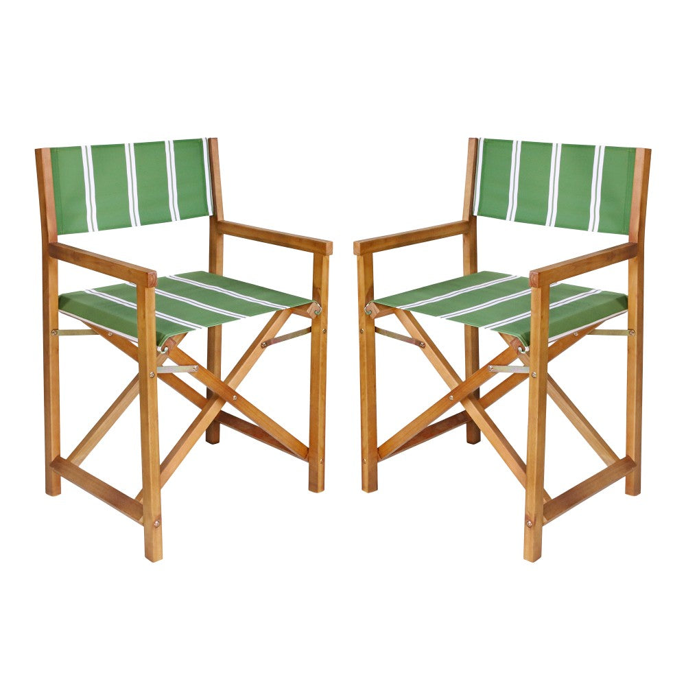 Naterra Classic Vintage Outdoor Acacia Wood Folding Director Chair with Canvas Seat
