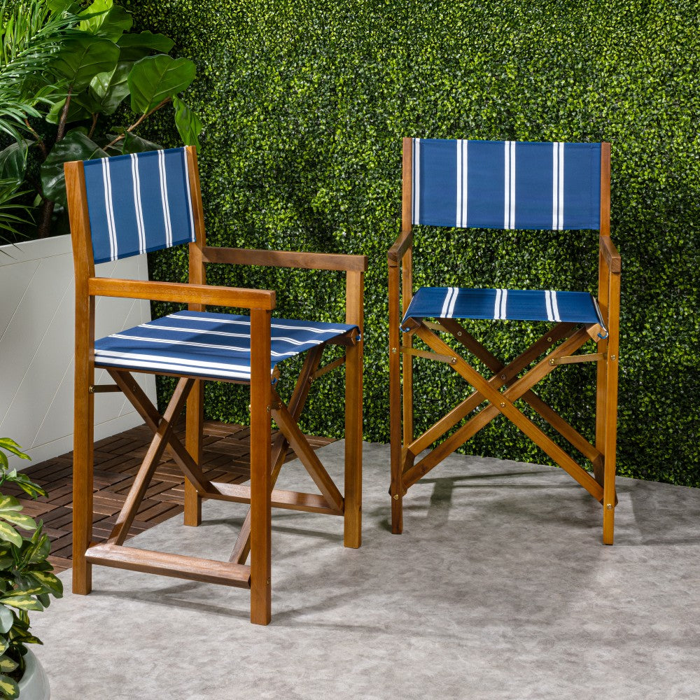 Naterra Classic Vintage Outdoor Acacia Wood Folding Director Chair with Canvas Seat