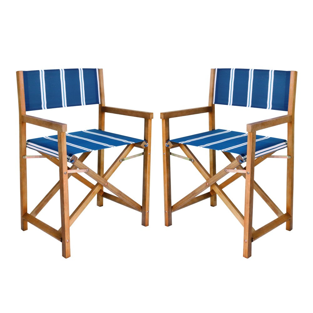 Naterra Classic Vintage Outdoor Acacia Wood Folding Director Chair with Canvas Seat