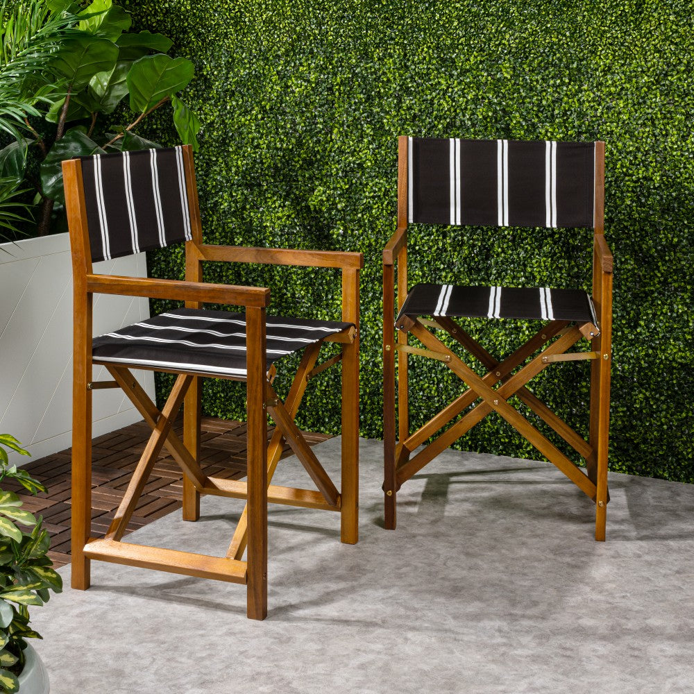 Naterra Classic Vintage Outdoor Acacia Wood Folding Director Chair with Canvas Seat