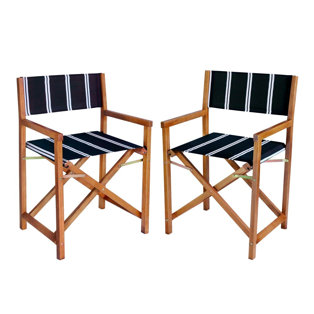 Naterra Classic Vintage Outdoor Acacia Wood Folding Director Chair with Canvas Seat